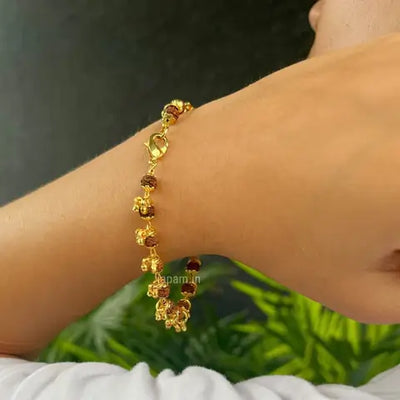 Gold Plated Elemental Rudraksha Bracelet For Women
